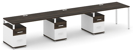 Рабочая станция на 3 места с тремя опорными тумбами CN.ORS-347 B/W