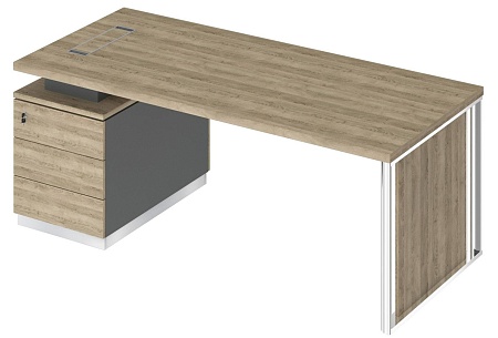 Стол руководителя на опорной тумбе с декоративной вставкой левый БР 110L