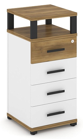 Тумба опорная/приставная  4 ящика. С надставкой. CN.TUO-003 B/W