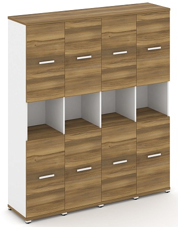 Шкаф четыре узкие секции, 5 ниш (4 фасада ЛДСП, 2 ниши +  4 фасада ЛДСП, 2 ниши) CN.STU-543 B/W