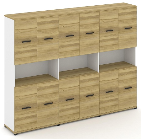 Шкаф три широкие секции, 5 ниш (6 фасадов ЛДСП, 2 ниши + 6 фасадов ЛДСП, 2 ниши) CN.STS-533 B/W