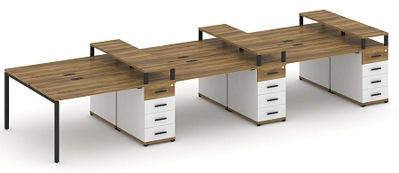 Рабочая станция на 6 мест с шестью опорными тумбами CN.DRS-474 B/W