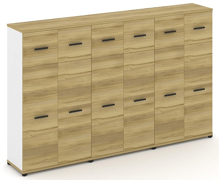 Шкаф три широкие секции, 4 ниши (6 фасадов ЛДСП, 3 ниши + 6 фасадов ЛДСП, 1 нишу) CN.STS-434 B/W