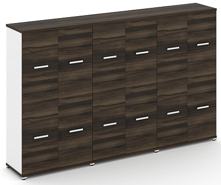 Шкаф три широкие секции, 4 ниши (6 фасадов ЛДСП, 2 ниши + 6 фасадов ЛДСП, 2 ниши) CN.STS-432 B/W