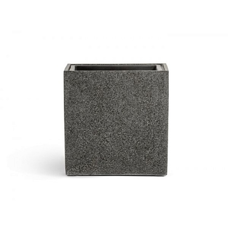 Кашпо TREEZ Effectory Stone Куб Тёмно-серый камень 50х50х50 см
