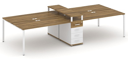 Рабочая станция на 6 мест с четыремя опорными тумбами CN.DRS-436 B/W