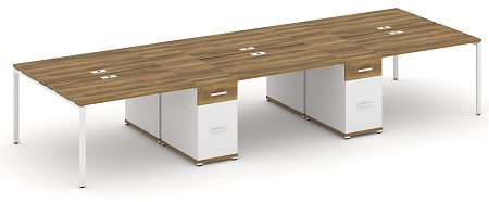 Рабочая станция на 6 мест с четыремя опорными тумбами CN.DRS-454 B/W