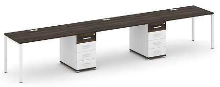 Рабочая станция на 3 места с двумя опорными тумбами CN.ORS-434 B/W