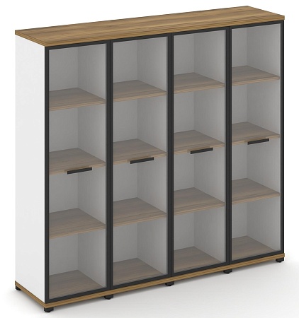 Шкаф четыре узкие секции, 4 ниши (4 фасада стекло прозрачное в раме, 4 ниши) CN.STU-446 RP B/W