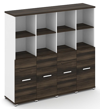 Шкаф четыре узкие секции, 4 ниши (4 фасада ЛДСП, 2 ниши) CN.STU-441 B/W