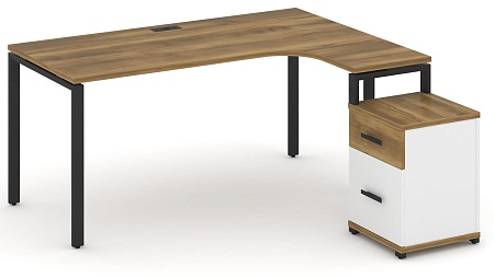 Стол эргономичный правый с опорной тумбой CN.SA-308(R) B/W