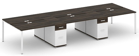 Рабочая станция на 6 мест с четыремя опорными тумбами CN.DRS-454 B/W