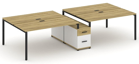 Рабочая станция на 4 места с двухсторонней опорной тумбой CN.DRS-316 B/W