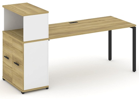 Стол рабочий с опорным распашным шкафом с надставкой низкой CN.SP-228 B/W