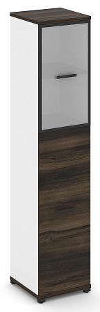 Шкаф одна узкая секция, 5 ниш (фасад ЛДСП  на 3 ниши + фасад стекло белое матовое в раме, на 2 ниши) CN.STU-515 RM B/W