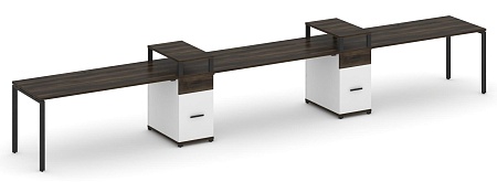 Рабочая станция на 3 места с двумя опорными тумбами CN.ORS-456 B/W