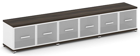 Шкаф три широкие секции, 1 ниша (6 фасадов стекло белое матовое в раме, 1 ниша) CN.STS-133 RM B/W