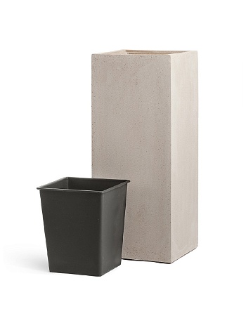 Кашпо TREEZ Effectory Beton Высокий куб Белый песок в-97 см, 31х31 см 1/1