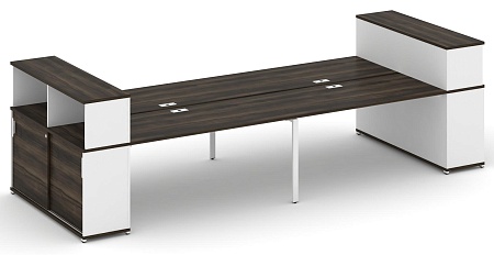 Рабочая станция с опорными шкафами купе с надставкой низкой CN.DRS-284 B/W