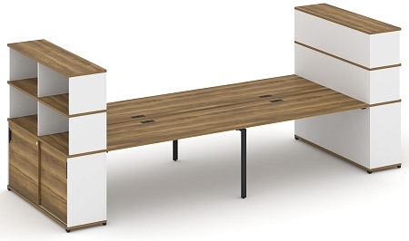 Рабочая станция с опорными шкафами купе с надставкой высокой CN.DRS-288 B/W