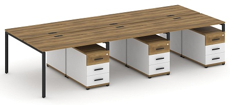 Рабочая станция на 6 мест с тремя двухсторонними опорными тумбами CN.DRS-350 B/W