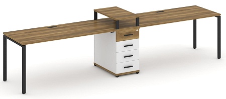 Рабочая станция на 2 места с одной опорной тумбой CN.ORS-420 B/W