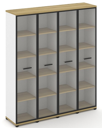 Шкаф четыре узкие секции, 5 ниш (4 фасадов стекло прозрачное в раме,  5 ниш) CN.STU-548 RP B/W