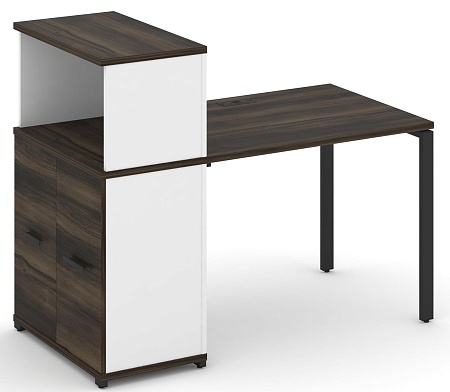 Стол рабочий с опорным распашным шкафом с надставкой низкой CN.SP-225 B/W