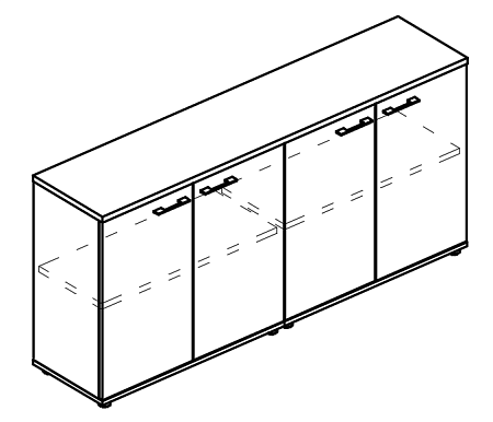 Шкаф низкий комбинированный закрытый (топ ДСП) МР 9455