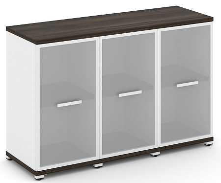 Шкаф три узкие секции, 2 ниши (3 фасада стекло белое матовое в раме, 2 ниши) CN.STU-233 RM B/W