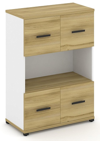 Шкаф две широкие секции, 3 ниши (2 фасада ЛДСП, 1 ниша + 2 фасада ЛДСП, 1 ниша) CN.STS-315 B/W