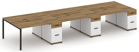 Рабочая станция на 6 мест с четыремя опорными тумбами CN.DRS-462 B/W
