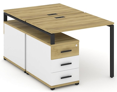 Рабочая станция на 2 места с двухсторонней опорной тумбой CN.DRS-301 B/W
