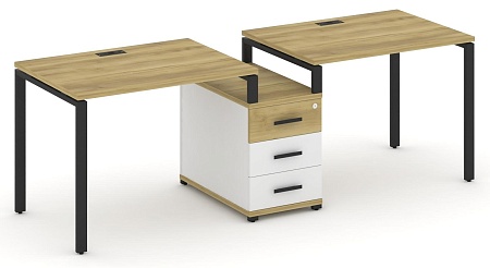 Рабочая станция на 2 места с одной опорной тумбой CN.ORS-301 B/W