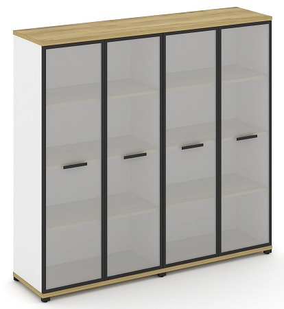 Шкаф две широкие секции, 4 ниши (4 фасада стекло белое матовое в раме, 4 ниши) CN.STS-426 RM B/W