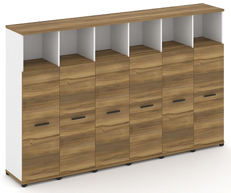 Шкаф шесть узких секций, 4 ниши (6 фасадов ЛДСП, 3 ниши) CN.STU-463 B/W