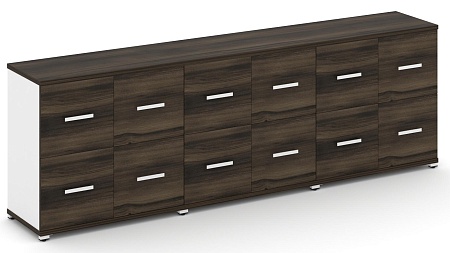 Шкаф три широкие секции, 2 ниши (6 фасадов ЛДСП, 1 ниша + 6 фасадов ЛДСП, 1 ниша) CN.STS-232 B/W