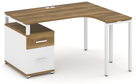 Стол эргономичный правый с опорной тумбой CN.SA-302(R) B/W