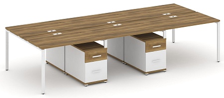 Рабочая станция на 6 мест с двумя двухсторонними опорными тумбами CN.DRS-346 B/W