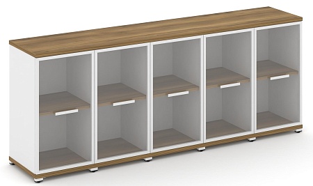 Шкаф пять узких секций, 2 ниши (5 фасадов стекло прозрачное в раме,  2 ниши) CN.STU-253 RP B/W