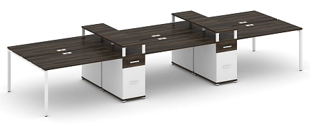 Рабочая станция на 6 мест с четыремя опорными тумбами CN.DRS-471 B/W