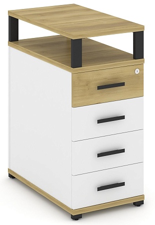 Тумба опорная/приставная 4 ящика. С надставкой. CN.TGO-003 B/W
