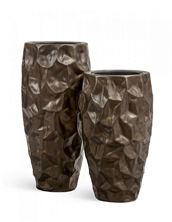 Кашпо TREEZ Effectory Metal Высокий округлый конус Design Crumple Чернёная бронза д-42, в-75 см 1/1