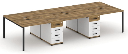 Рабочая станция на 6 мест с четыремя опорными тумбами CN.DRS-449 B/W