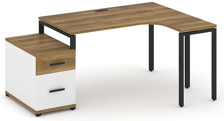 Стол эргономичный правый с опорной тумбой CN.SA-302(R) B/W