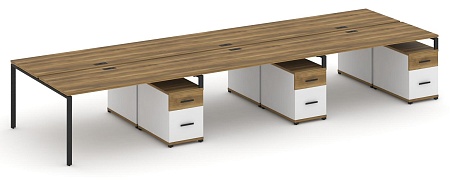 Рабочая станция на 6 мест с тремя двухсторонними опорными тумбами CN.DRS-356 B/W