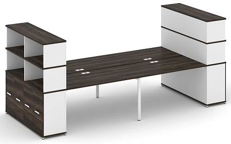 Рабочая станция с опорными распашными шкафоми с надставкой высокой CN.DRS-275 B/W