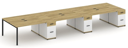 Рабочая станция на 6 мест с четыремя опорными тумбами CN.DRS-463 B/W