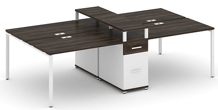 Рабочая станция на 6 мест с четыремя опорными тумбами CN.DRS-438 B/W