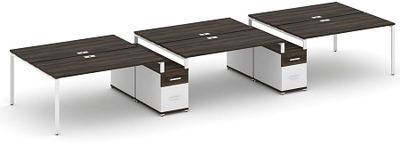 Рабочая станция на 6 мест с двумя двухсторонними опорными тумбами CN.DRS-340 B/W